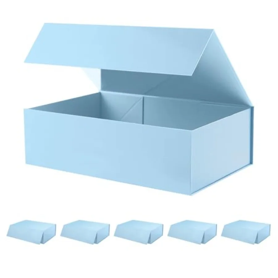 

Bridesmaid proposal gift boxes: light blue glossy cardboard, 13.5x9x4.1 inches, magnetic closure, set of 6 large boxes with lid