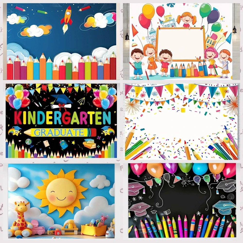

Customizable kindergarten activities graduation season back to school background learning tools blackboard party shooting poster
