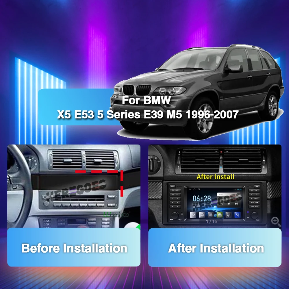 Carplay 8GB+256GB DSP 2 Din Android 12 Car Radio For BMW X5 E53 5 Series E39 M5 1996-2007 Auto GPS Multimedia Player Wifi RDS