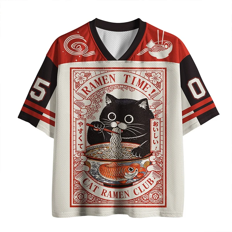 Camiseta V-neck com Estampa de Gato Fofo, Impressão 3D Divertida, Secagem Rápida, para Treinamento Fitness, Lazer ao Ar Livre, Esportes, Masculina, Feminina e Infantil