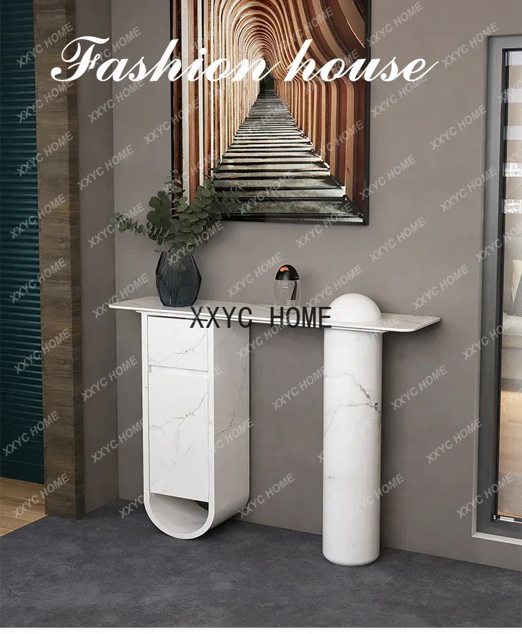Italian Entrance Cabinet Minimalist Modern Stone Plate Curio Cabinet Villa B & B Hallway Table Minimalist Console
