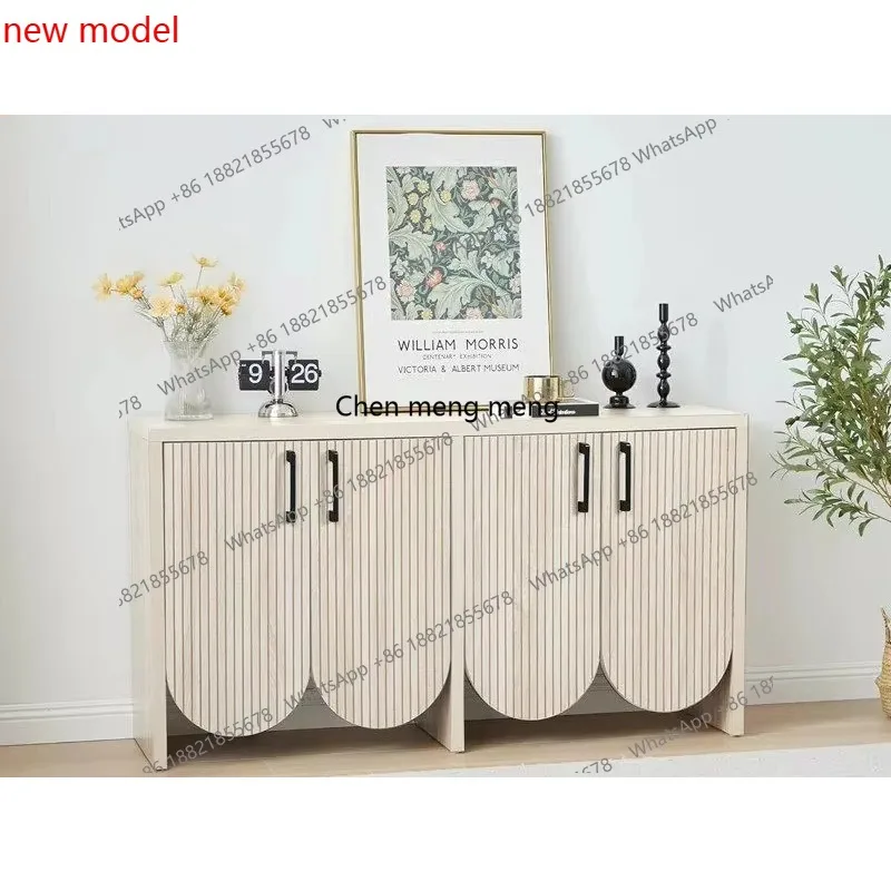 N138French retro solid wood dining side cabinet, living room storage cabinet, American light luxury door cabinetf132