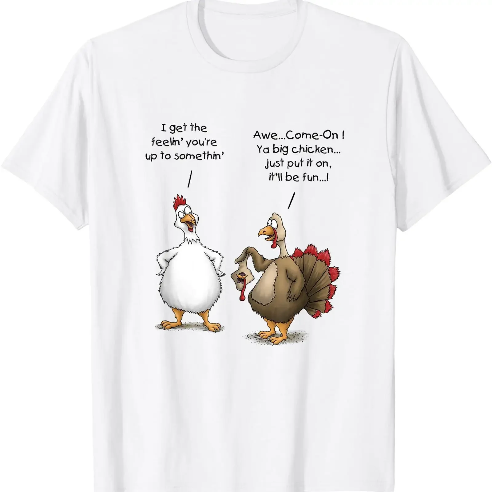 Thanksgiving Funny Turkey Cartoon Novelty T Shirt vintage Washed Slightly Stylish Comfortable Versatile Breathable Casual