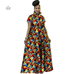 Abiti da ballo lunghi con stampa Africa abiti Bazin Riche abito con colletto alla coreana africano per donna abbigliamento tradizionale africano WY2802