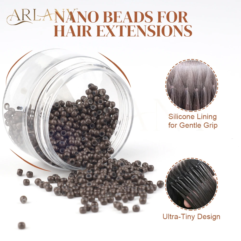 ARLANY 1000Pcs 3.0mm Copper Nano Ring Beads with Silicone Nano Beads for I Tip Hair Extensions Hair Tinsel Feather Extensions