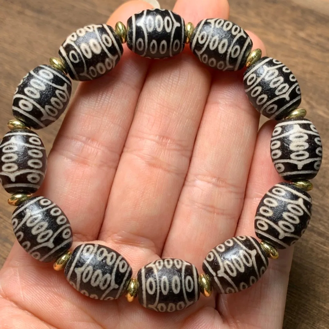 Tibet Fengshui Agate  Dzi Bead Bracelet Men Women Fine Jewelry Tibetan Buddhism Twenty One Eye Dzi Beads Lucky Amulet Bracelets