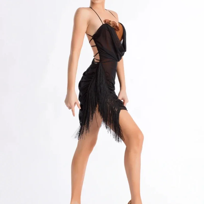 

Latin Dance dress for Women Adult Tassel Splicing skirt Dance Suit cha-cha Samba International Style of Ballroom Dancing