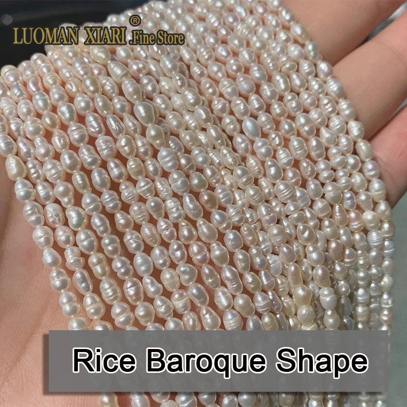 3-10mm 100% Natural Baroque Freshwater Pearls Loose Rice Shape Spacer Beads for Jewelry Making Diy Bracelet Earrings Accessories