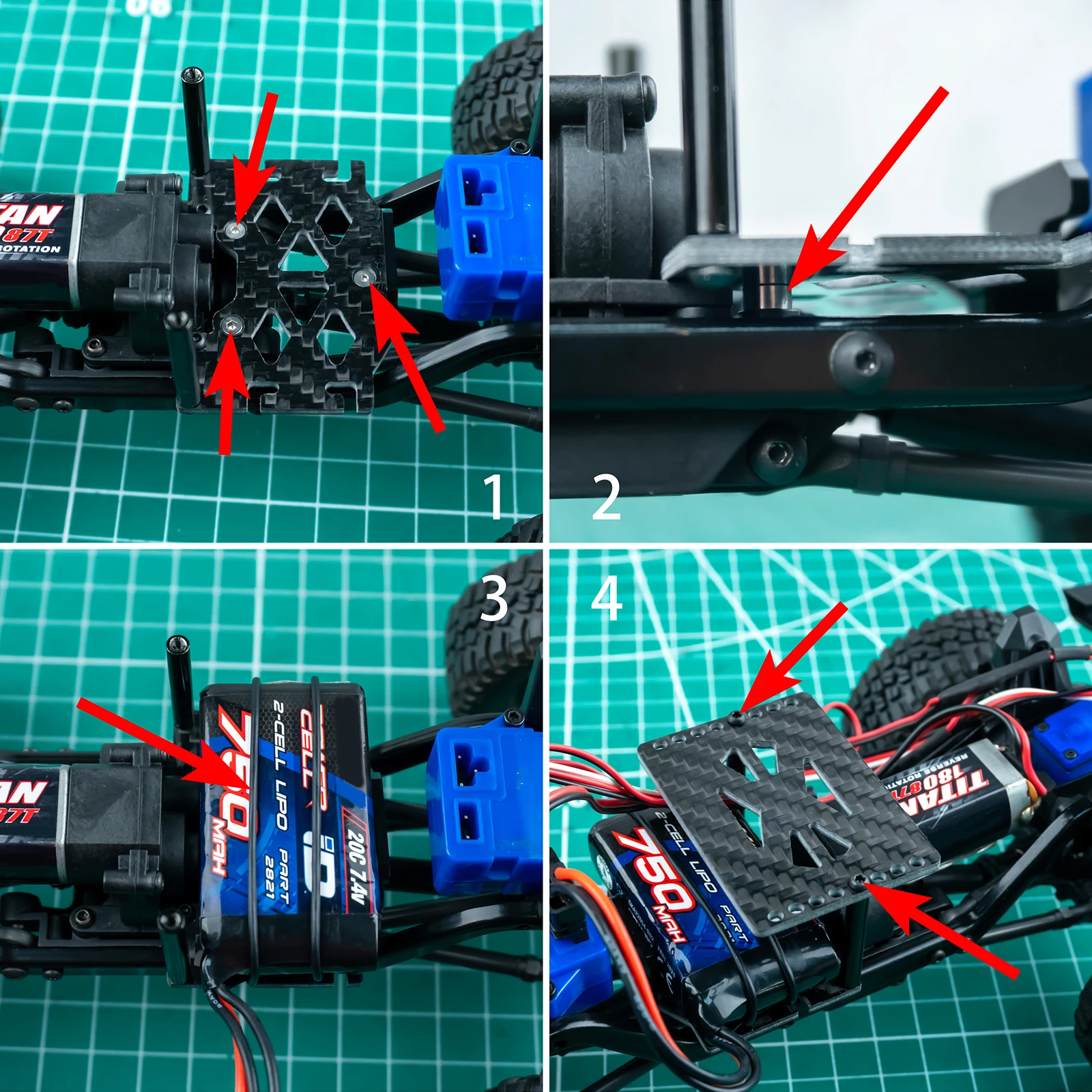 AXSPEED Batteriefach-Montageplatte aus Aluminiumlegierung, ESC-Halter, ein-/doppelschichtig, für TRX4M 1/18 RC Crawler Car Upgrades