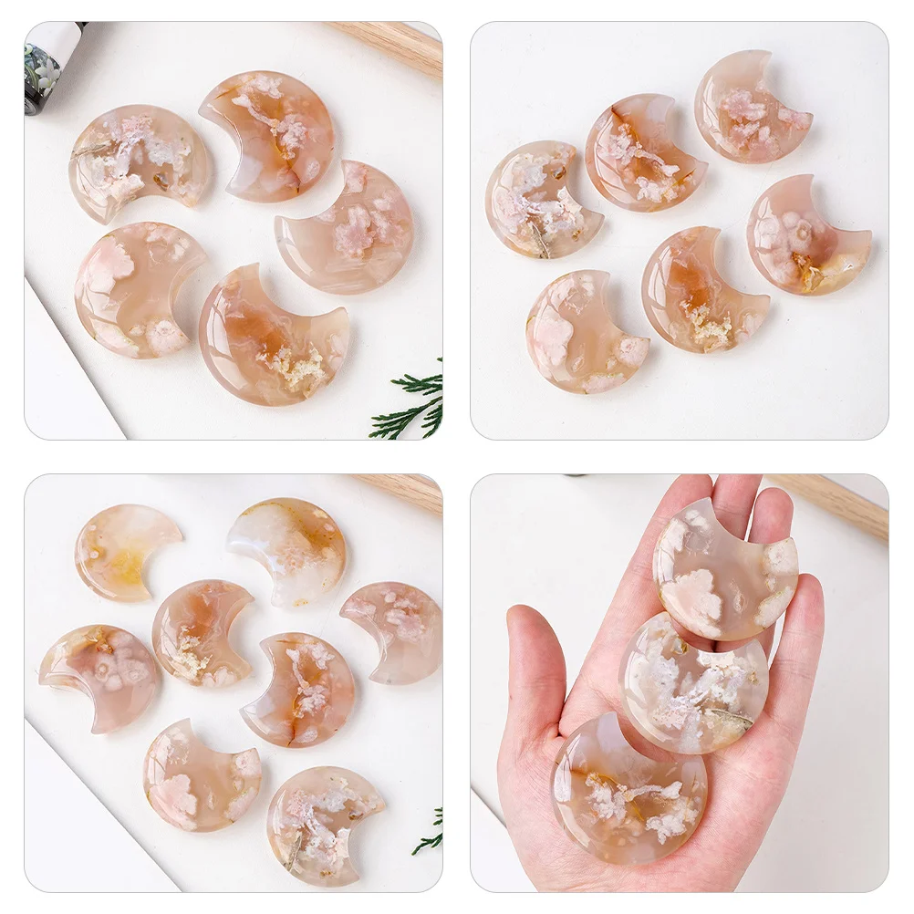 

2Pcs Moon Shaped Crystal Stone Table Decor Natural Stone Ornament Chic Indoor Craft Gift Accents Small Natural Stones