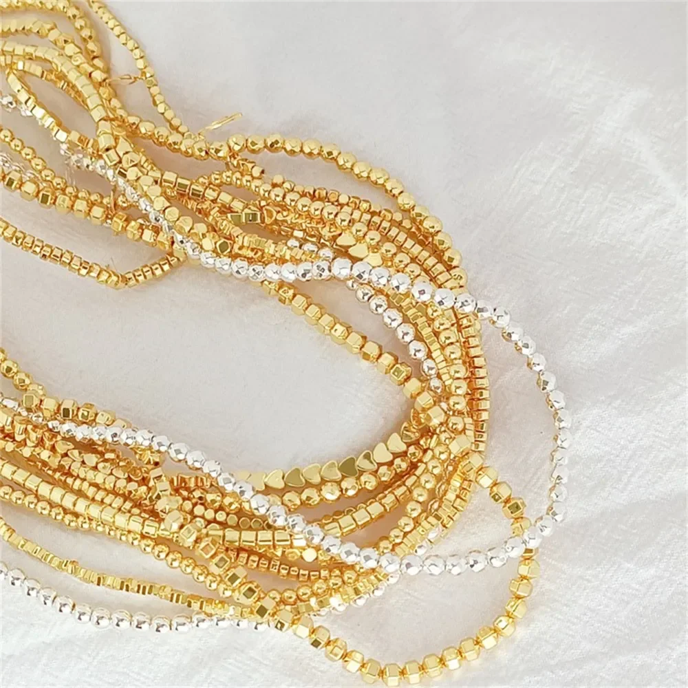 18K Gold Black Gallstone Gold-plated Corner Beads Square Beads Heart-shaped Spacers Irregular-shaped Stone DIY Jewelry Accessori