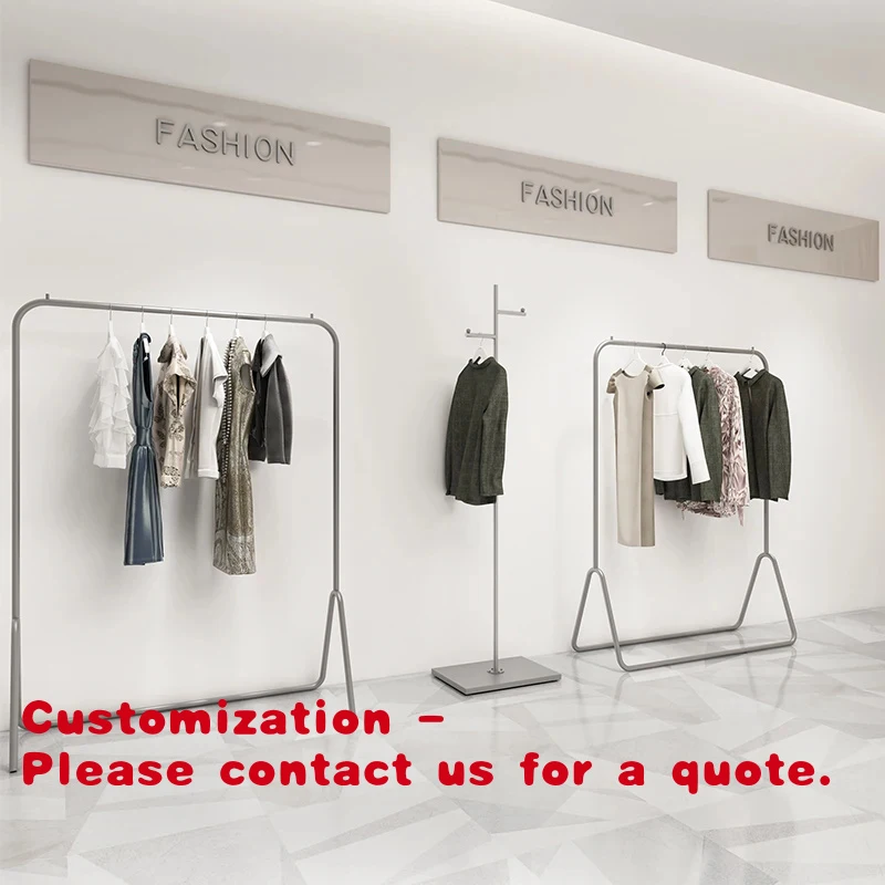 custom.High-quality furniture display rack clothing stores, commercial silver rolling rack clothing stand