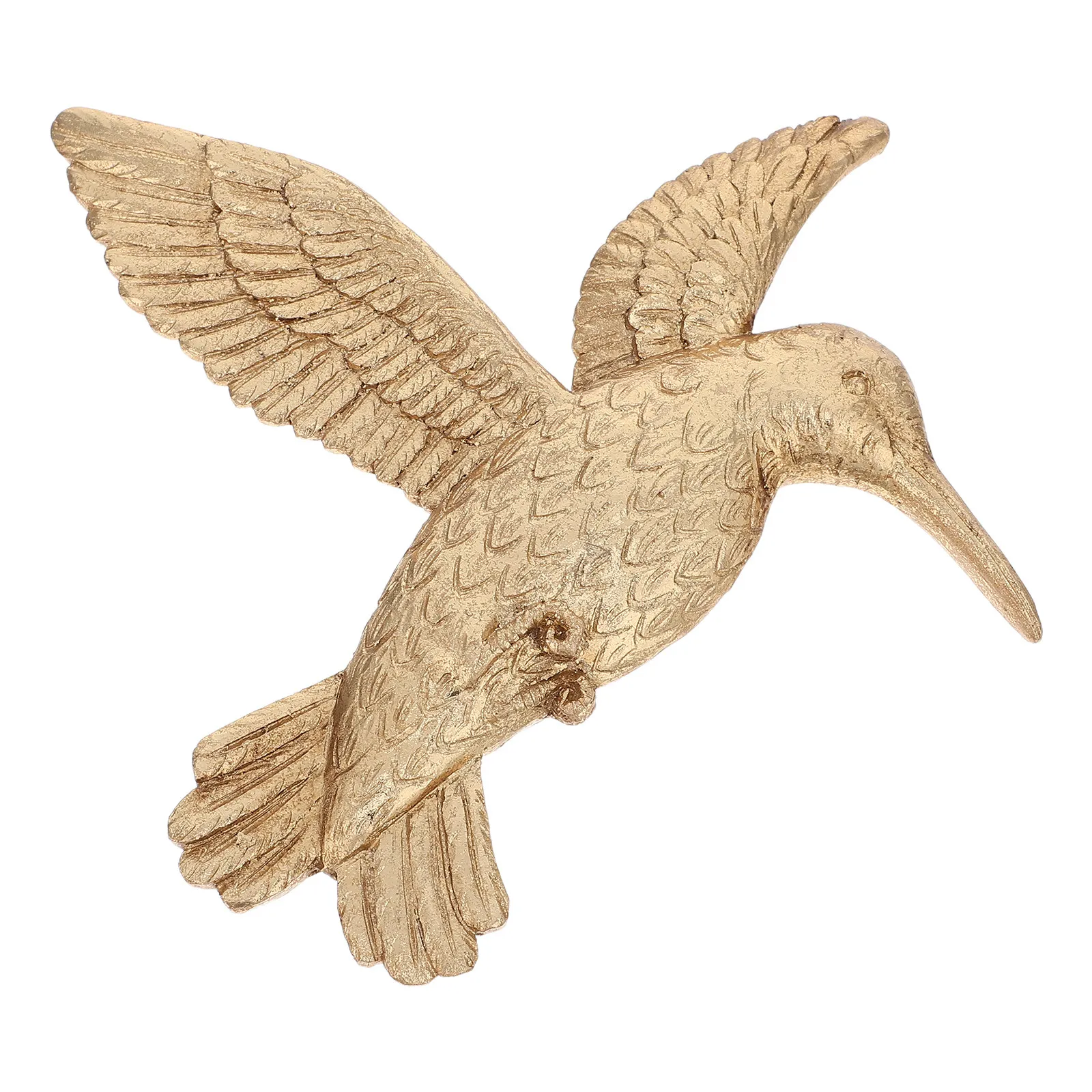 Vintage Resin Gold Flying Bird Wall Hanging Sculpture Hummingbird Wall Decor for Living Room Outdoor Patio Dining Room