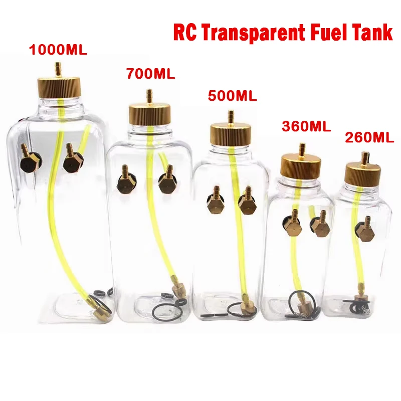 Model Airplane Fuel Tank RC Aircraft Gasolin/Petrol Nitro Transparent Tanks 260ML 360ML 500ML 700ML 1000ML Fuel Square Bottles