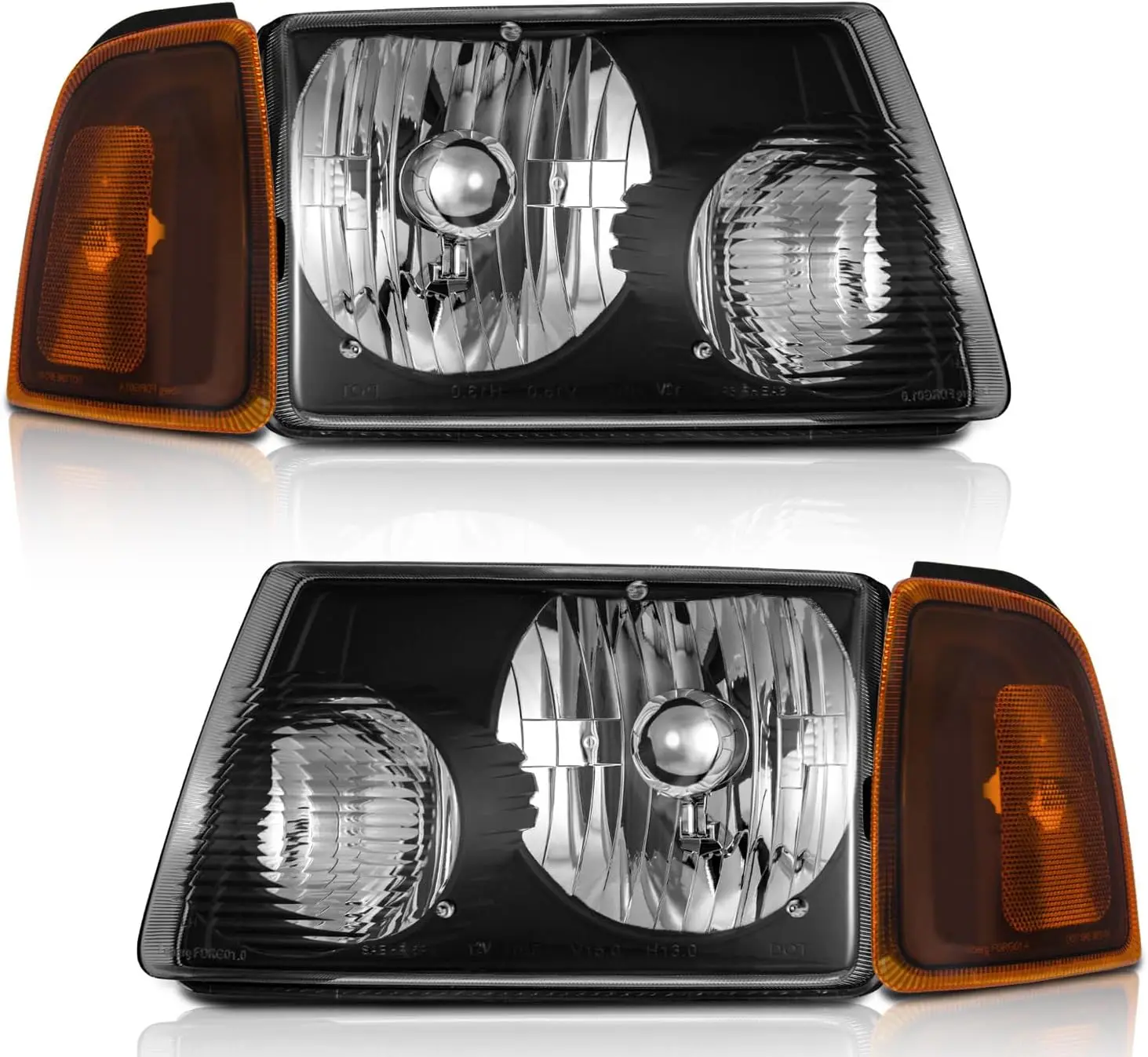 

2PCS for 2001-2011 ford Ranger Headlights Assembly,Headlamp Replacement for 01-11 ford Ranger Black Housing Amber Reflector