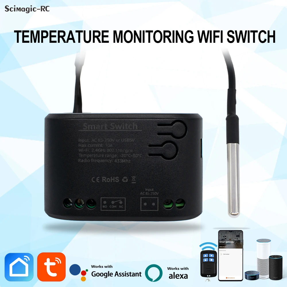 Tuya WiFi Smart Temperature Switch 220V Controller 2000W Intelligent Thermostat Work With 433MHz RF, Alexa Google Home