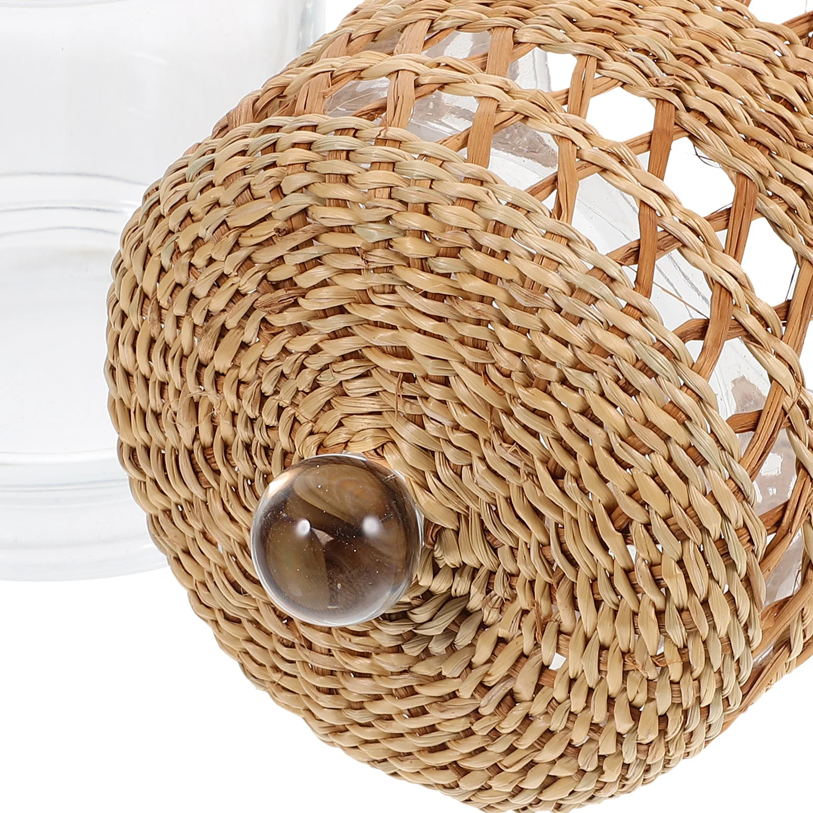 

Glass Cloche Straw Wrapped Transparent Holder For Home Decor Reusable Windproof Cover Desktop Lighting Accessories