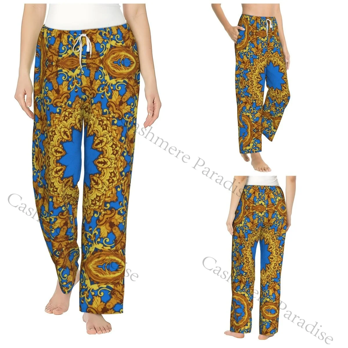 

Golden Abstracwra Cozy Flannel Pajama Pants for Women Sleep Bottoms Home Loungewear