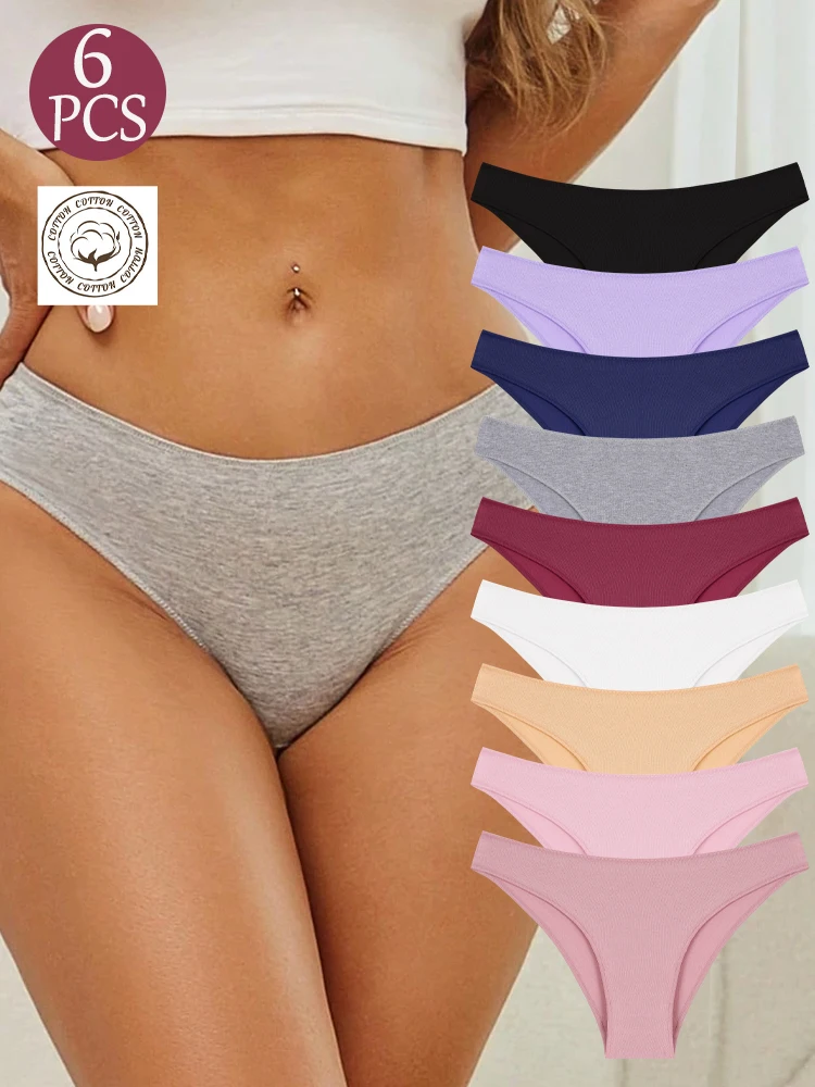 6 Stück/Set Nahtlose Baumwoll-Slips für Damen Sexy Niedrige Taille Unterhosen Einfarbig Atmungsaktive Unterwäsche Weibliche Sexy Lingerie M-XXL