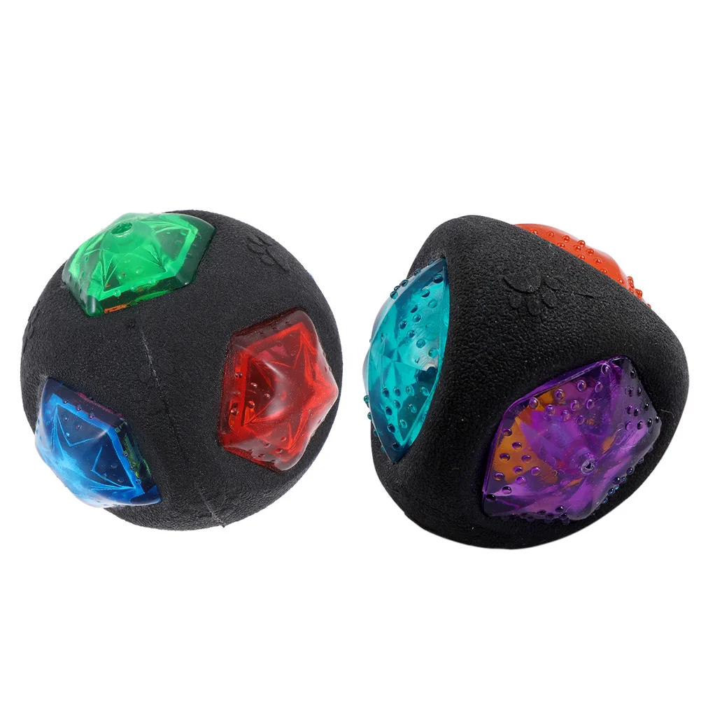 

2Pcs Light Up Dog Balls Interactive Training Squeaky Bite Resistant Dog Molar Chewing Plaything Interactive Training Balls