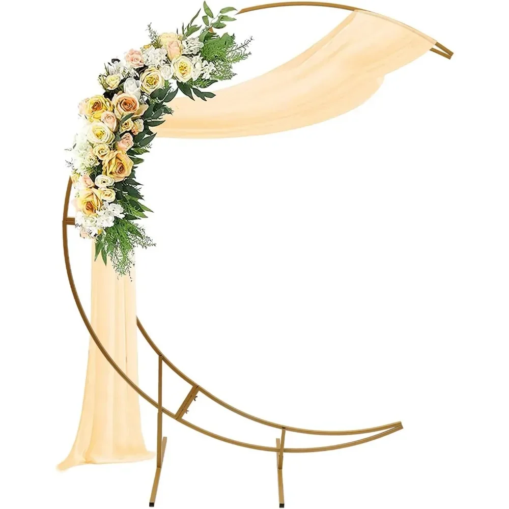 Wedding Arch Stand with Rectangular Base, 7.5FT-Gold, Carbon Steel Wedding Arch Curved Flower Balloon Frame