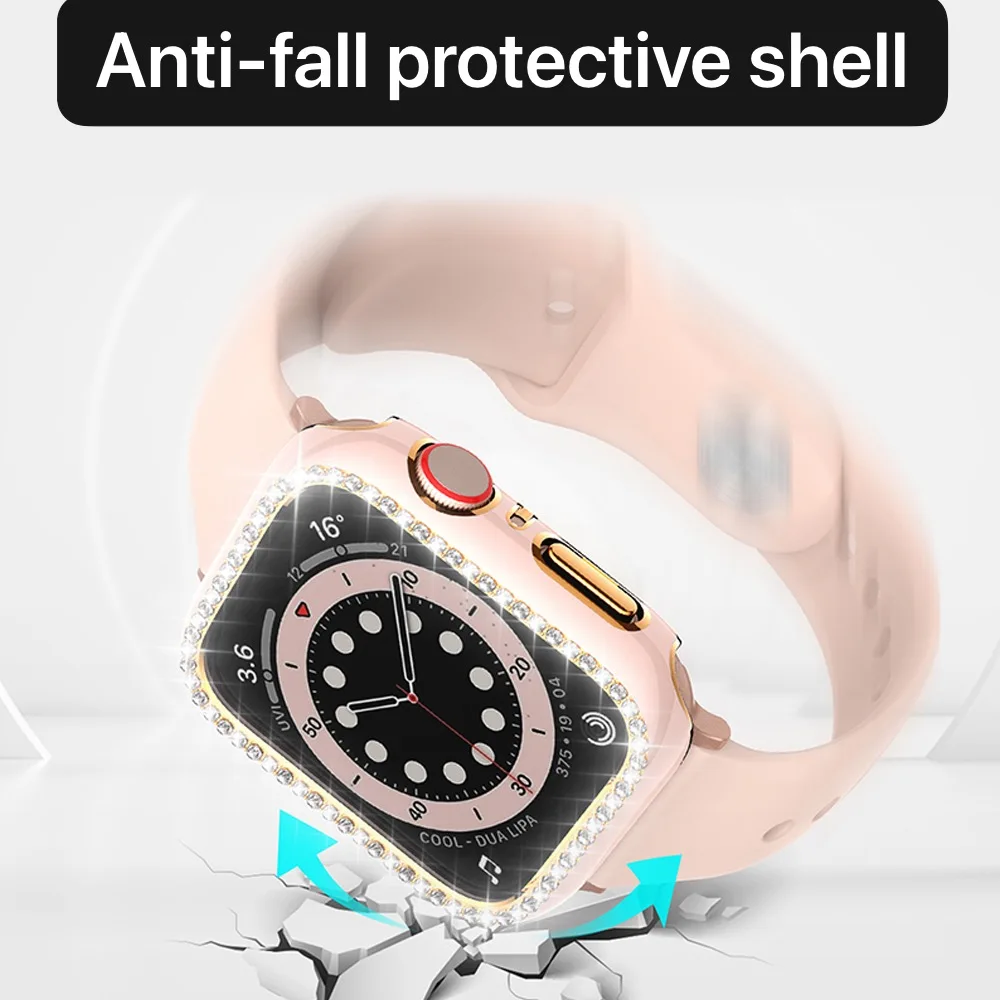 Diamond Case for Apple Watch 8 7 45mm 41mm Anti-drop Protection Case for iWatch 6 5 4 3 SE 44mm 41mm 40mm 38mm Replacement Shell