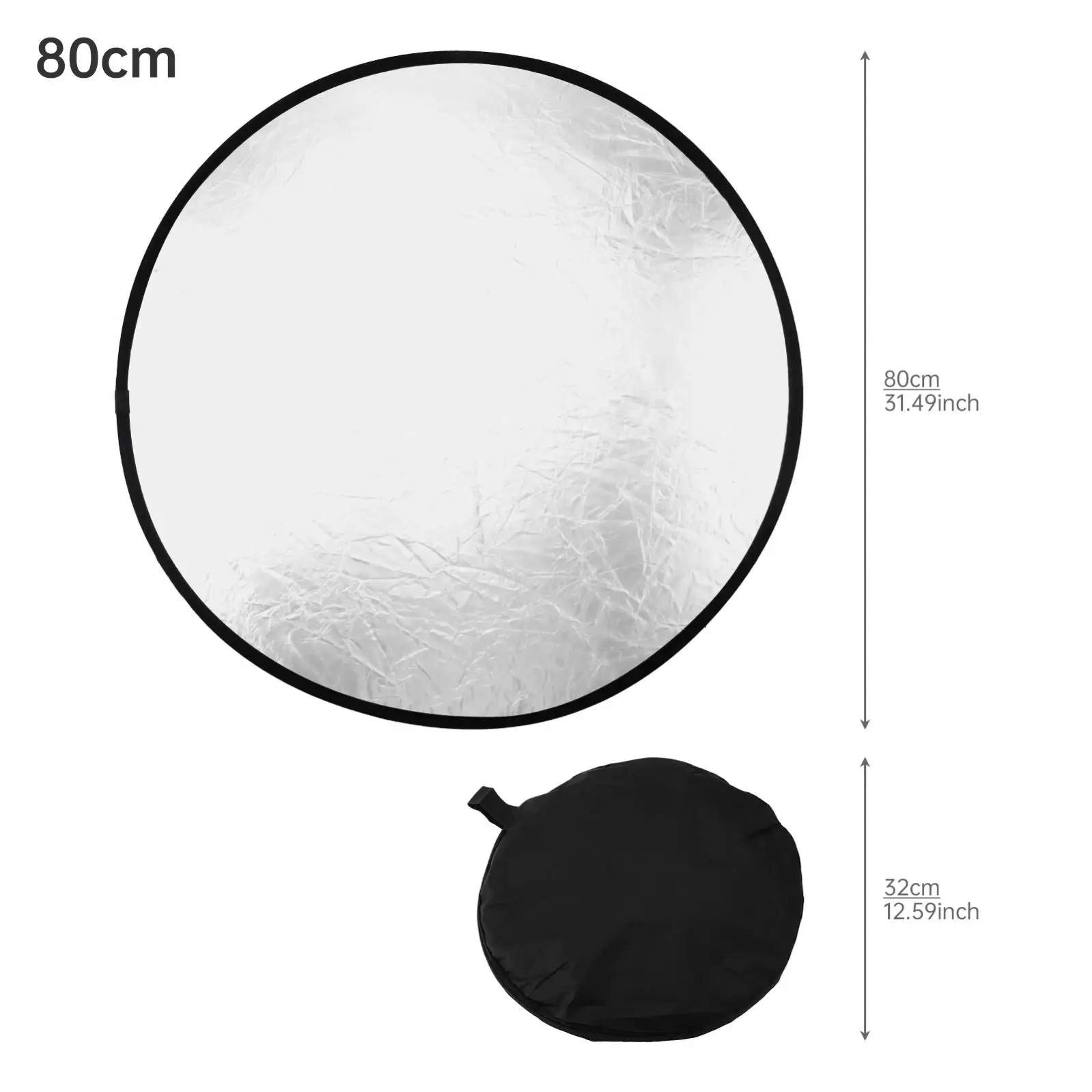 2 في 1 30 / 60 / 80 سم فضي أبيض عاكس الضوء الناشر لإضاءة التصوير الفوتوغرافي في الاستوديو / الإضاءة الخارجية مع حقيبة