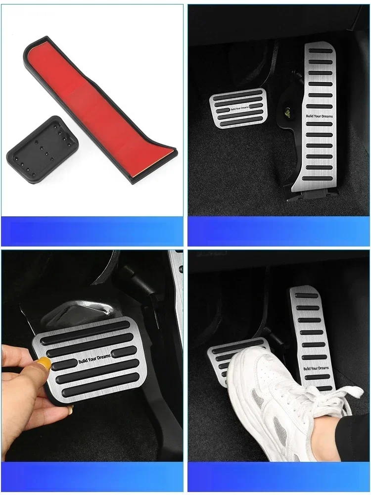 Almohadillas antideslizantes para pedales de coche, accesorios de cubierta de Pedal de aceleración de freno de combustible, aleación de aluminio, sello BYD, 2 piezas