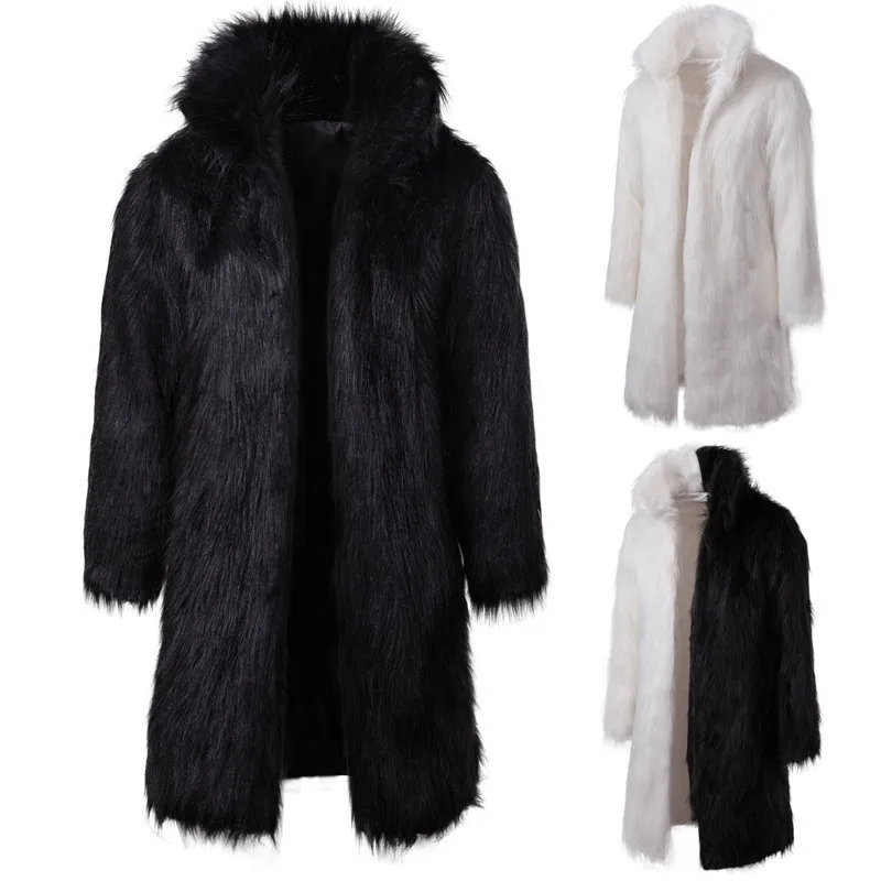 Men's Winter Clothing Imitation Fur Coat Quick Sale Black and White Fashion Personality Casual Men's Long Fur Coat