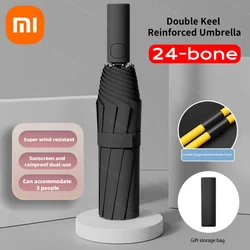 Ombrello pieghevole a doppio osso completamente automatico Xiaomi 24 Bone per protezione solare UV Resistenza alla pioggia e forte resistenza al vento