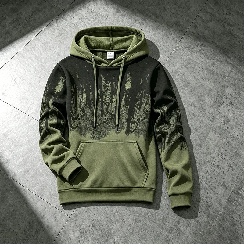Autumn Winter Men's Hoodies Tracksuit Casual Splashed ink Sweatshirts Outdoors Sports Jogging Clothing Street Single Tops Pants view 6