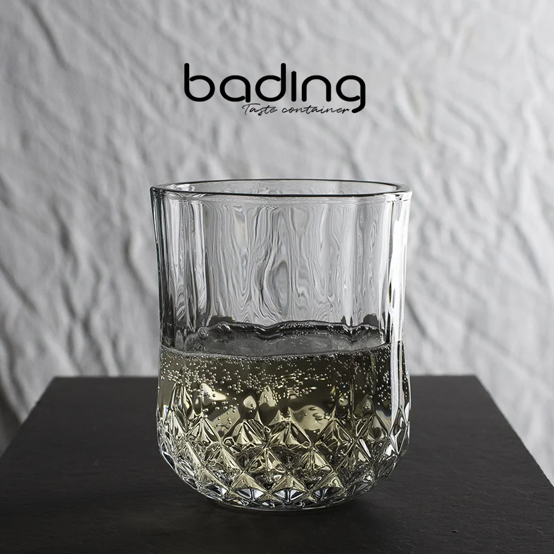 Diamond Pattern Glass Cup Set without Lid Creative Cute Water Milk Drinking Cup for Home Breakfast Whiskey Glass Crystal Mate...
