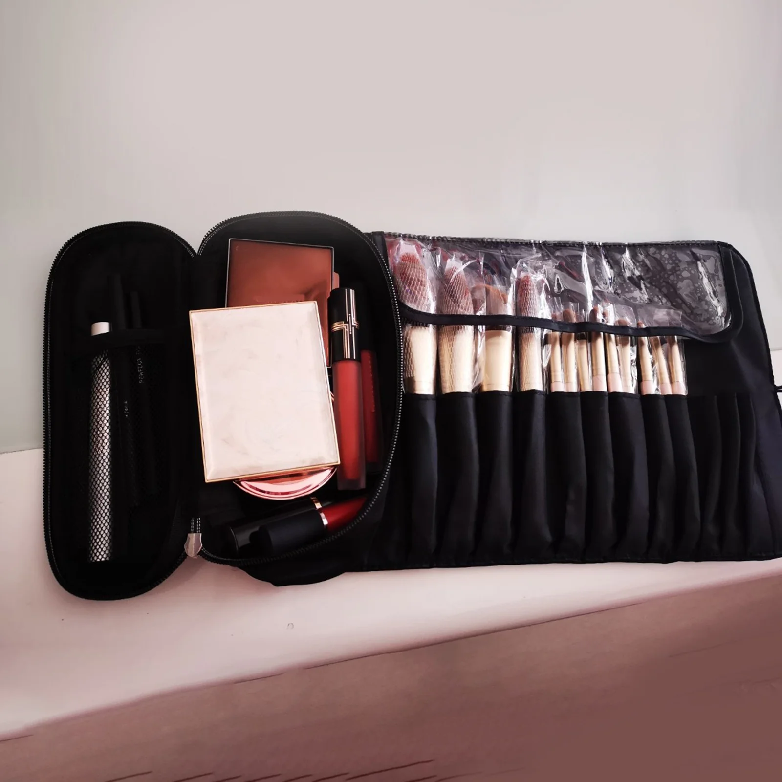 

Convenient Toiletry Bag Makeup Brush Pouch with Thick Fabric Layer Perfect for Home and Travel Use Brush Rolling Bag