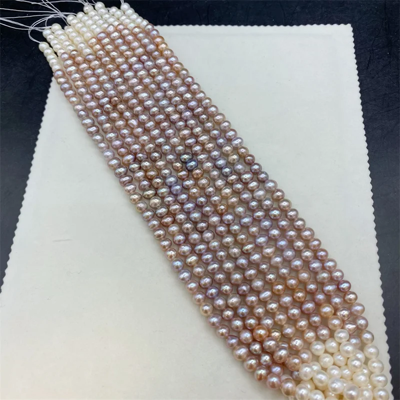 2A Natural Freshwater Pearl White Pink Purple Oval Punch Pearls Beads for DIY Craft Bracelet Necklace Jewelry Making 15'' Strand