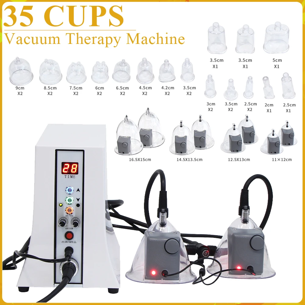 35Cups Vacuum Therapy Machine For Butt And Breast Body Shaping Buttocks Lfiting Chest Care Enlargement Instrument Pump Cupping