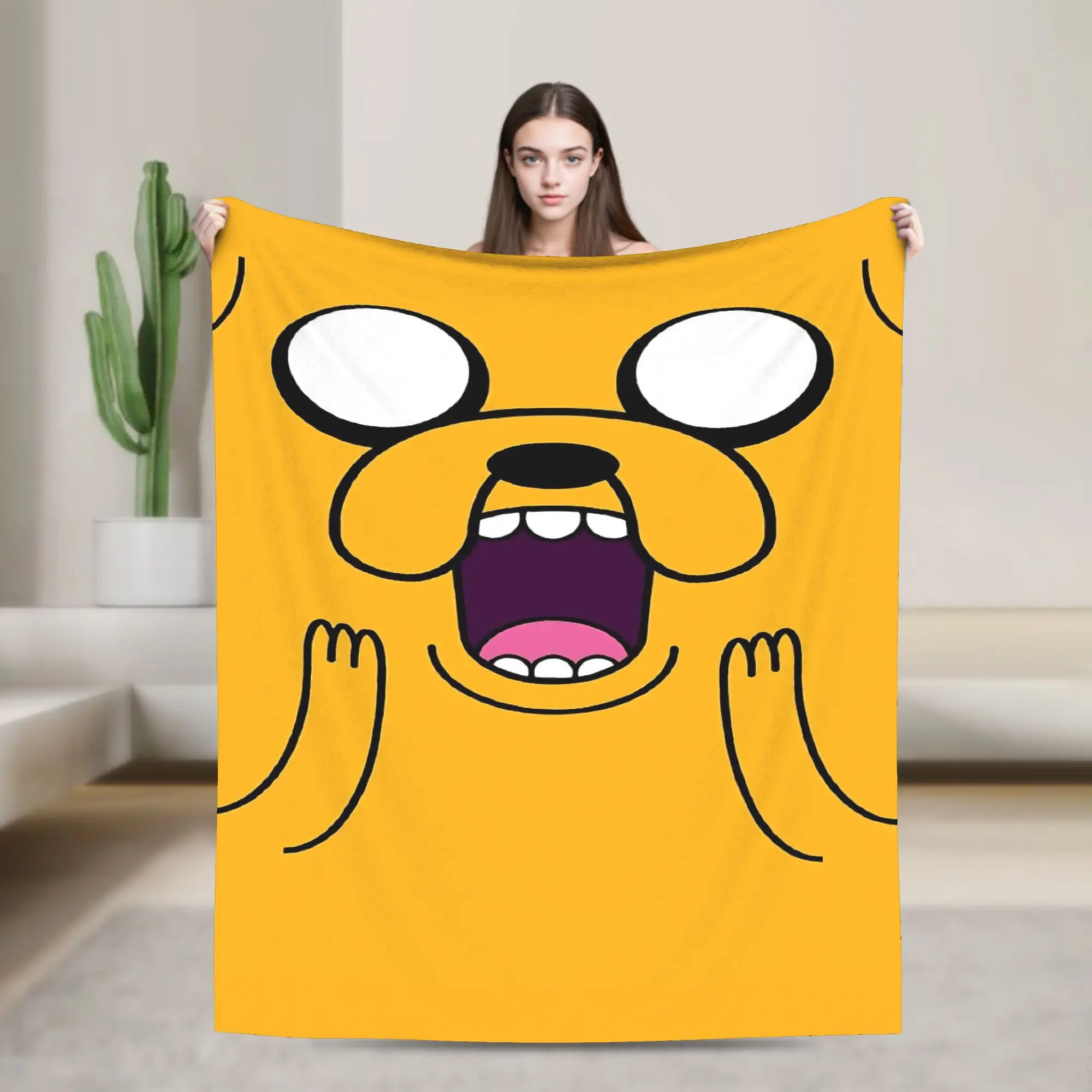

Cartoon Jake-Adventure Time Single Character Super Soft Blanket Travel Plush Bedding Throws Flannel Bedspread Sofa Bed Cover