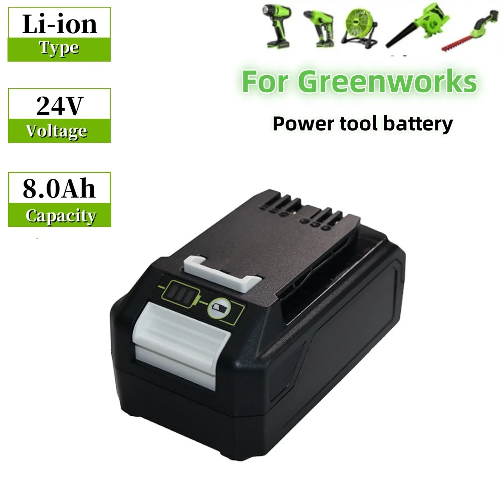 For Greenworks 24V 8.0Ah Lithium Battery for Greenworks 24V Tools MO24B410 MO48L4211 HT24B210 21342