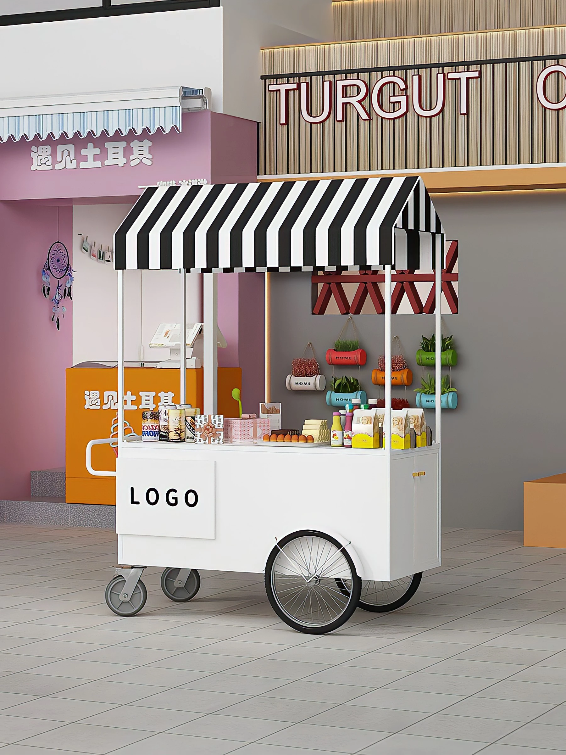 LYN Food Street Stall Snack Truck Commercial Promotion Multifunctional Sale Roadside Stall Trolley