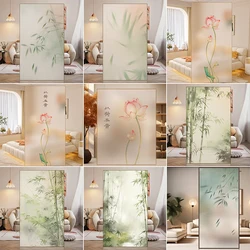 Plum Blossom Bamboo Privacy Window Film Static Cling Glass Sticker Chinese Style Glass Door Window Decor Films Home Decoration