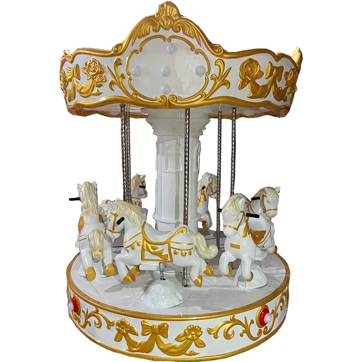 2026 Fairy Tale Style Carousel 6 Seats Coin Operated Carousel Ride Small Electric Kiddie Merry Go Round for Park Mall Playground