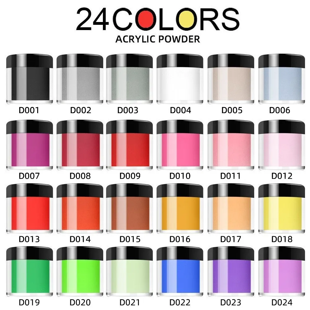 24 Color Nail Art Crystal Powder Set with Carved Pollen Professional Nail Art Powder Kit High Quality Nail Crystal Powder Set