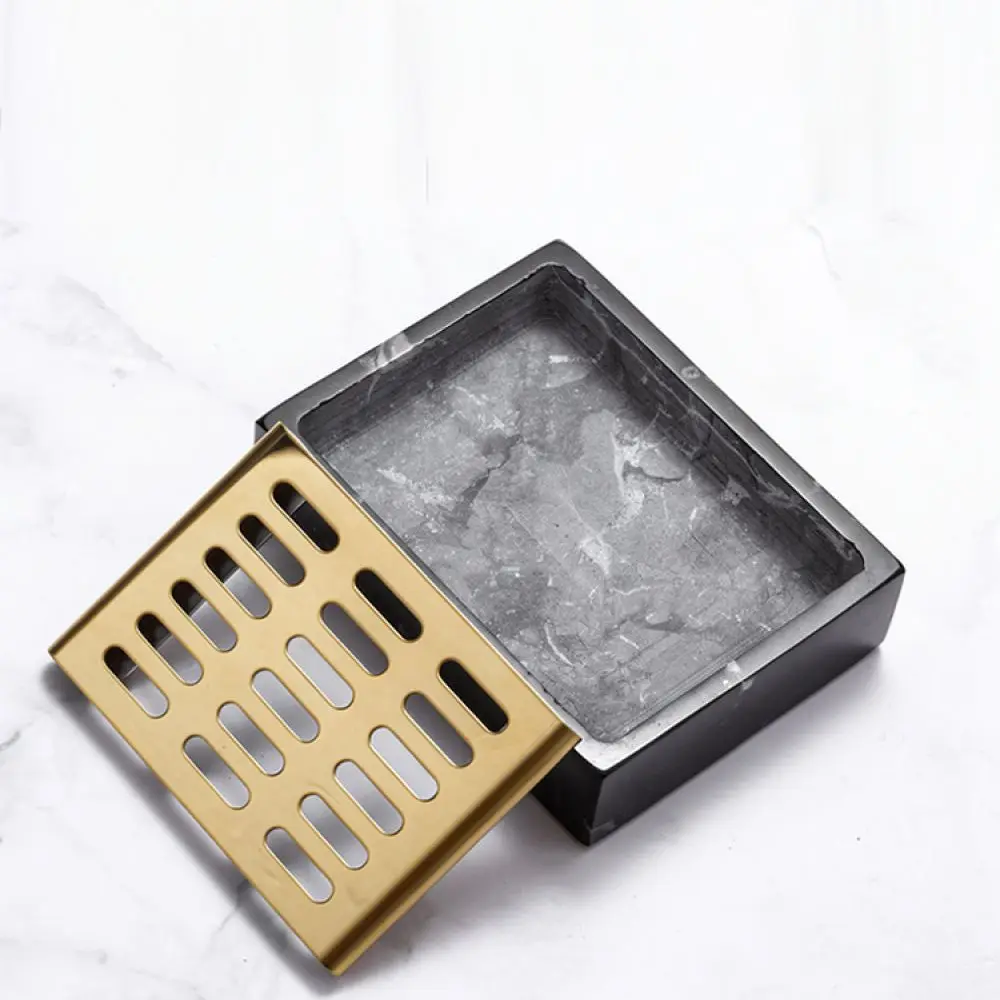 Premium Marble Soap Tray With Stainless Steel Holder Bathroom Countertop Drainage Soap Dish For Home Decor Tool