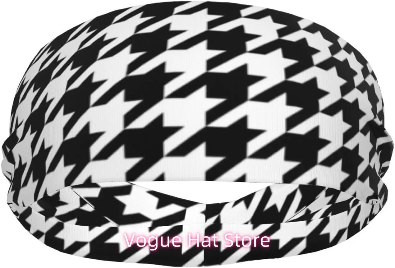 

Classic Pattern Sports Sweatband Headband for Women Men - Moisture-Wicking Bandana Non-Slip Head Bands for Running Yoga Workout