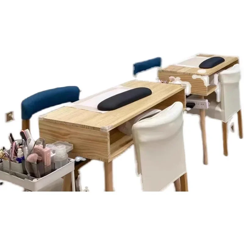 

Dressing Simple Manicure Table Japanese Nail Artist Wooden Storage Nail Tables Modern Reception Salon Furniture Nail Desk