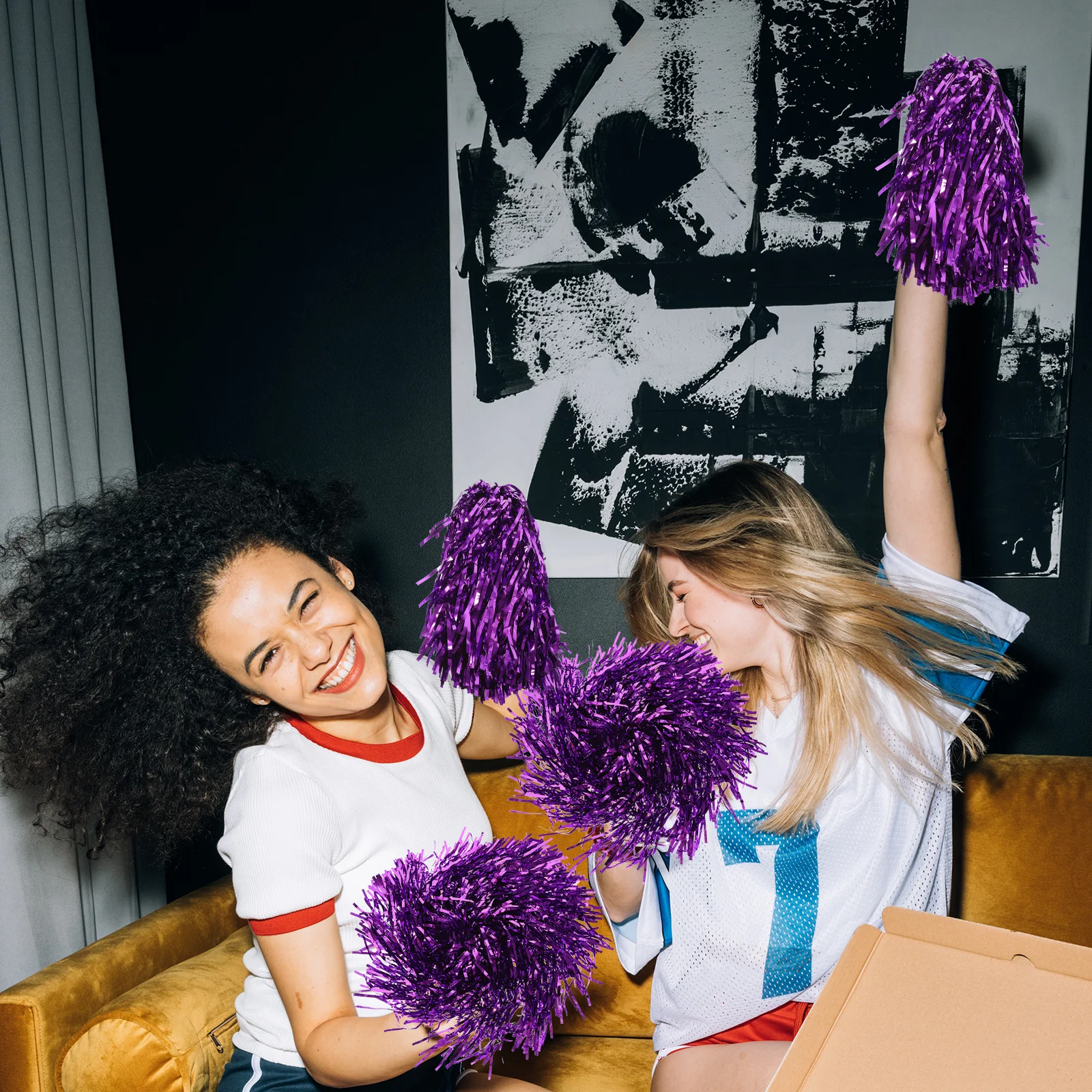 

16Pcs Cheerleader Pompoms Bright Colors Durable Smooth Handle Cheer Props for Team Cheering Dance Performance Party