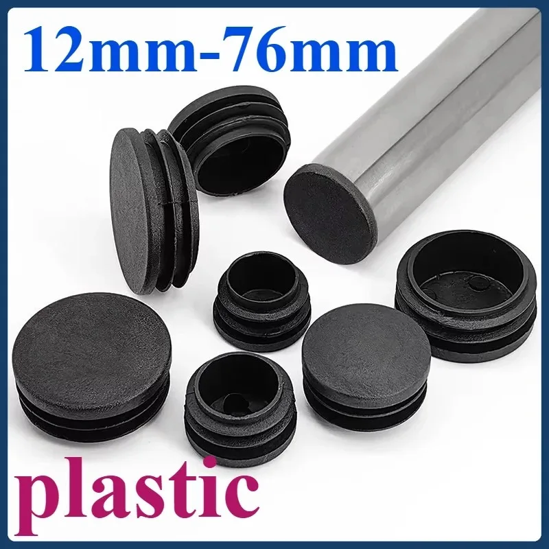 

12 mm to 76 mm plastic flat pipe black plug Stainless steel end cap Plastic built-in plug