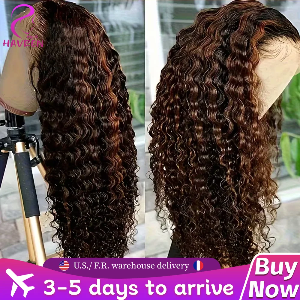 موجة عميقة 13x4 الدانتيل شعر مستعار أمامي 1b30 تسليط الضوء على أومبير شعر مستعار مجعد الشعر البشري 13X6 Hd الدانتيل الباروكة الأمامية 36 بوصة 220 كثافة موجة المياه