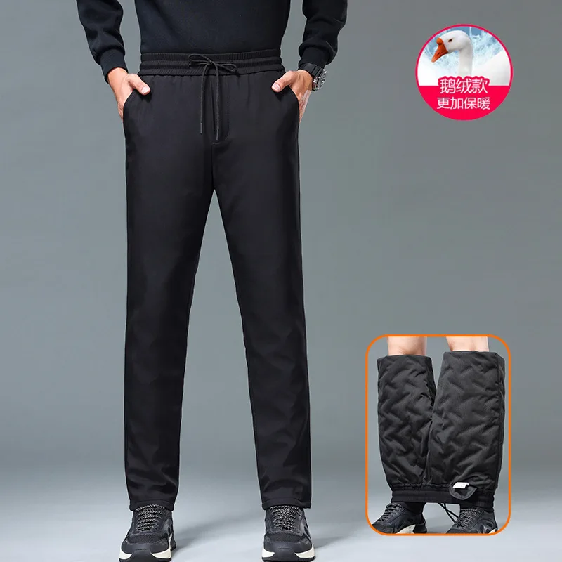 

Winter Goose Down Pants Men Outdoor Thickened Warm Straight Down Trousers Calcas Masculina Calça Moletom Down Pants PT-584