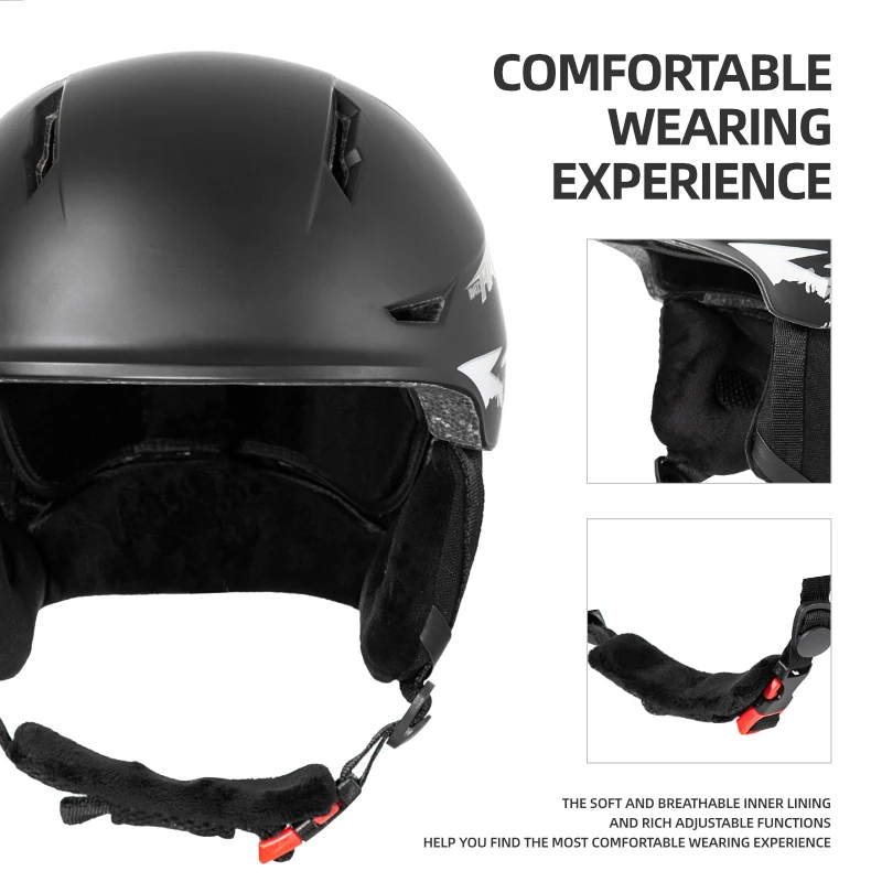 BATFOX-Casque de ski avec lunettes pour hommes et femmes, casques de sécurité professionnels, ski, skateboard, patinage, sports de plein air, hiver, 506