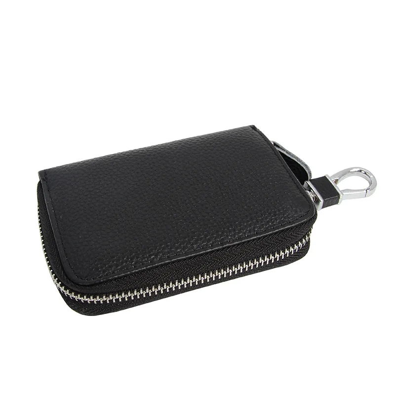 LLavero de cuero Baotou para hombre, bolsa de cuero de vaca para llaves de coche, hebilla de gancho femenino, llavero colgante de cintura, bolso de tarjeta